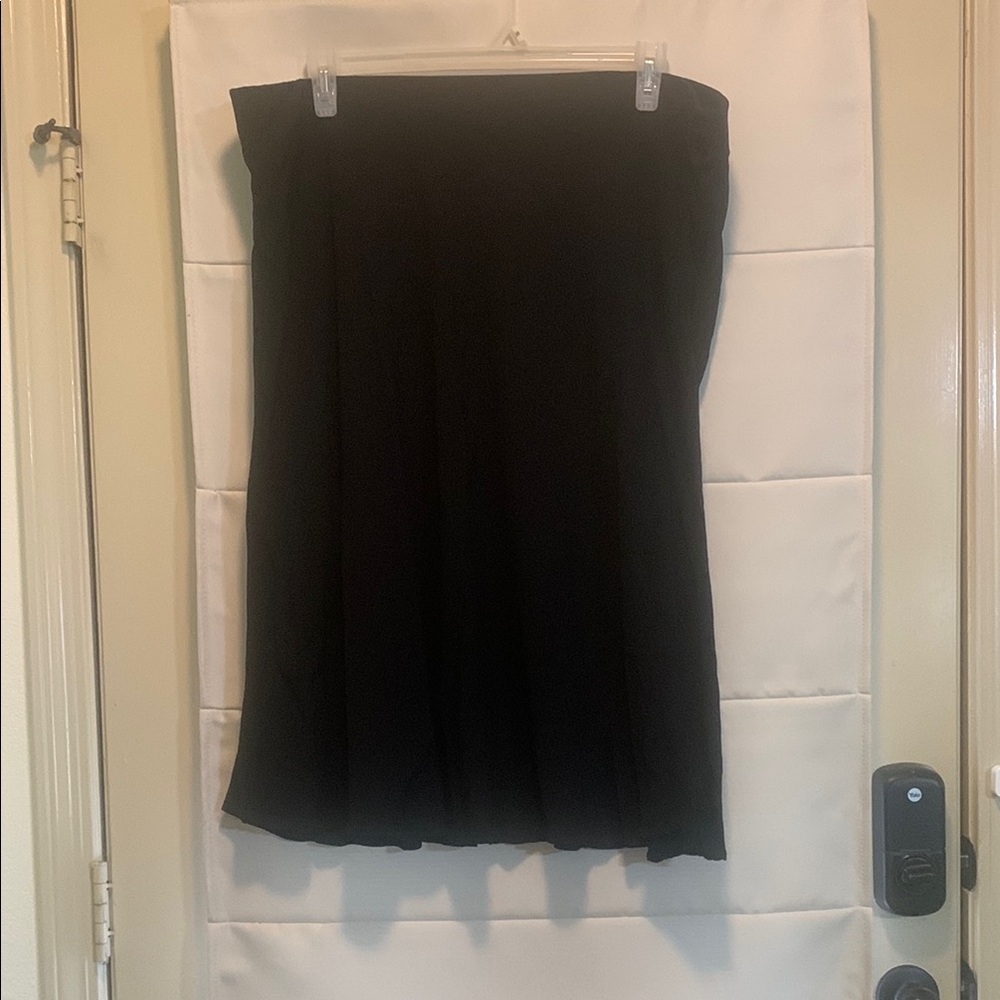 Terra & Sky 2X Black Midi Skirt Classic Versatile Office Basic Work Skirt